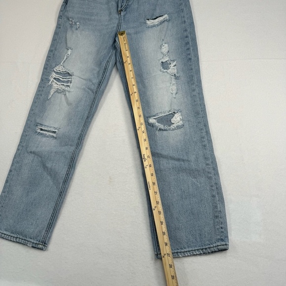 BDG Button Fly Straight Leg Distressed Jeans Women Size 28 High Rise Light Wash - Picture 9 of 14